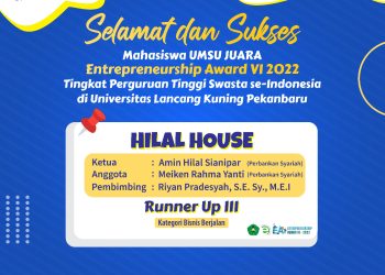 MAHASISWA UMSU JUARA RUNNER UP III DI AJANG ENTREPRENEURSHIP AWARD VI TAHUN 2022